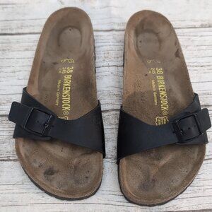 Birkenstock Madrid Slide Sandal Black Strap Women Size 7